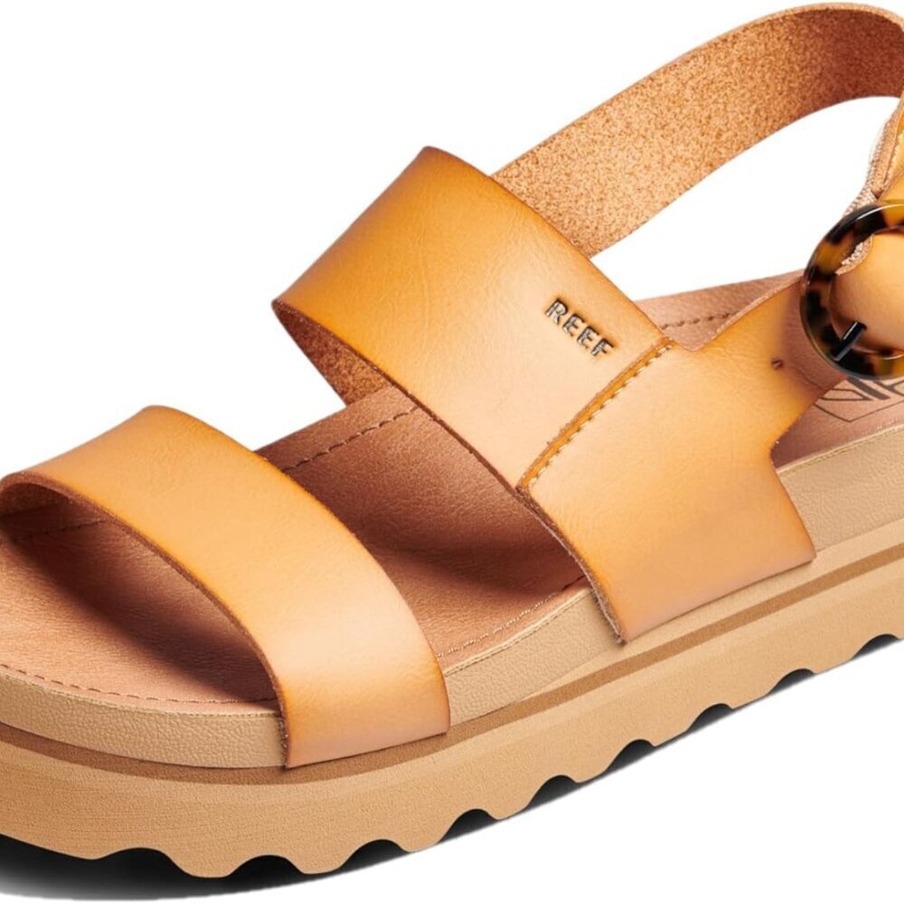 Women's Platform Sandal Vegan Leather Buckle Adjustable Comfort Size 8